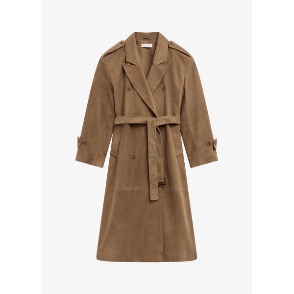 The Frankie Shop Pembroke Faux Suede Trench – Camel Coat, view 7