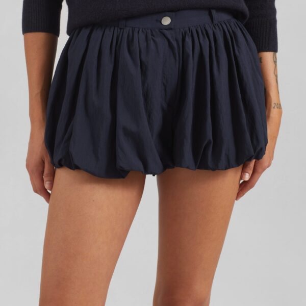 The Frankie Shop Penola Mini Balloon Shorts - Navy - Oversized Minimalist Shorts in Blue - Shop at Coveti