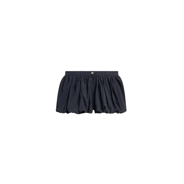 The Frankie Shop Penola Mini Balloon Shorts - Navy - Oversized Minimalist Shorts in Blue - Shop at Coveti