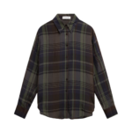The Frankie Shop Peri Sheer Fluid Shirt - Navy Tartan - Oversized Minimalist Tops in Blue - Shop at Coveti