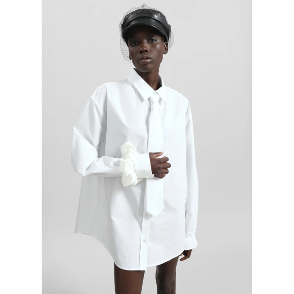 The Frankie Shop Perna Tie Neck Shirt – White, view 2