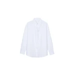 The Frankie Shop Perna Tie Neck Shirt - White - Oversized Minimalist Tops in White - Shop at Coveti