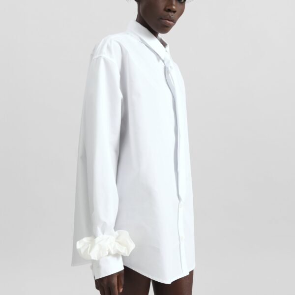 The Frankie Shop Perna Tie Neck Shirt - White - Oversized Minimalist Tops in White - Shop at Coveti