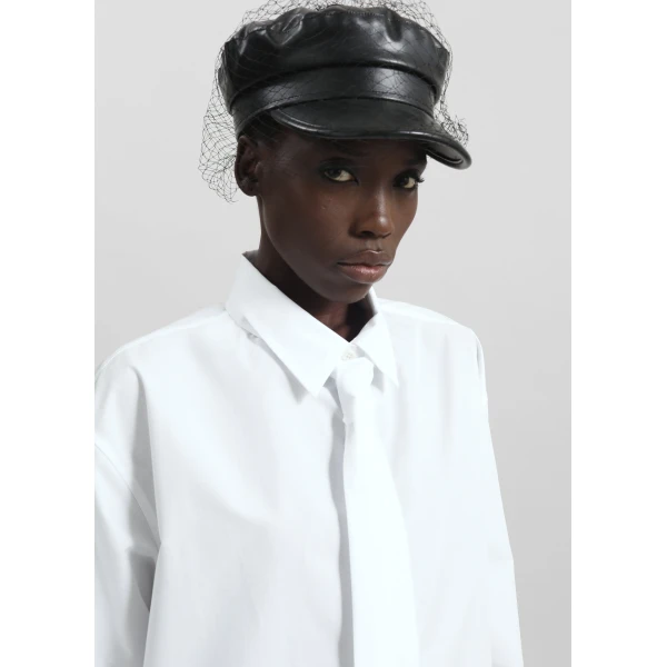 The Frankie Shop Perna Tie Neck Shirt – White, view 6