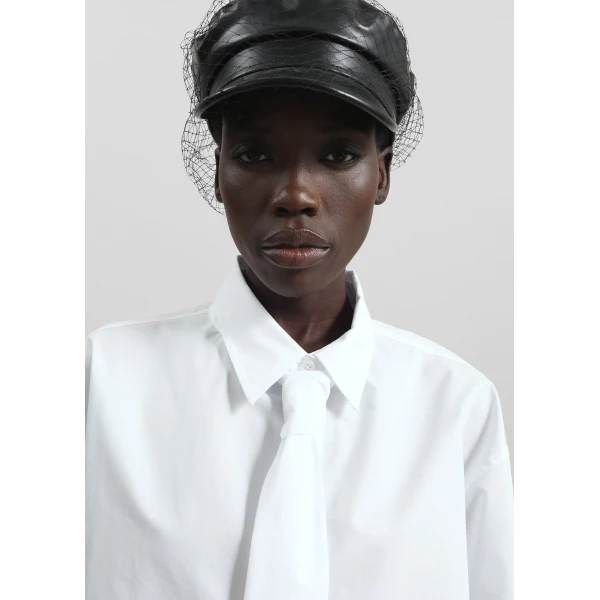The Frankie Shop Perna Tie Neck Shirt – White, view 7