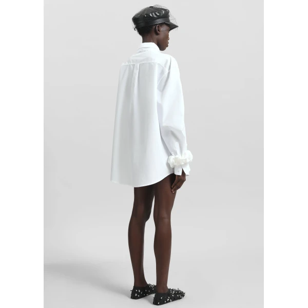 The Frankie Shop Perna Tie Neck Shirt – White, view 8