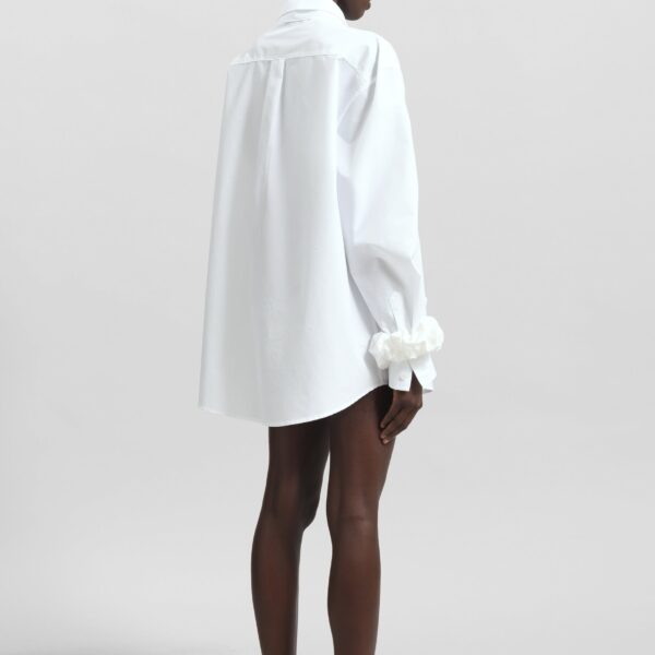The Frankie Shop Perna Tie Neck Shirt - White - Oversized Minimalist Tops in White - Shop at Coveti