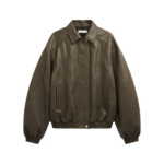 The Frankie Shop Prescott Faux Leather Jacket - Moss Green - Oversized Minimalist Jackets in Green - Shop at Coveti