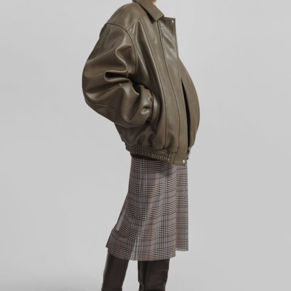 The Frankie Shop Prescott Faux Leather Jacket - Moss Green - Oversized Minimalist Jackets in Green - Shop at Coveti