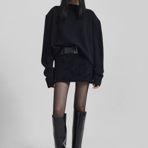 The Frankie Shop Rafaela Padded Knit Sweater - Black - Oversized Minimalist Knitwear in Black - Shop at Coveti