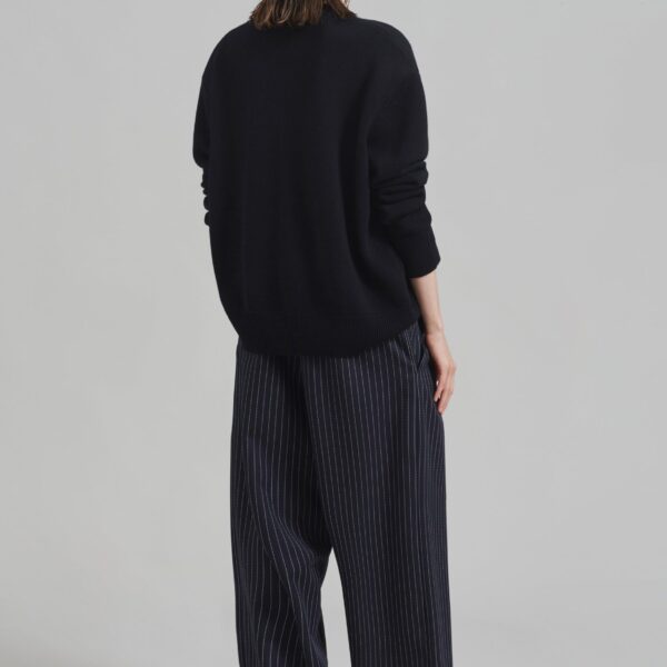 The Frankie Shop Rafaela Padded Knit Sweater - Black - Oversized Minimalist Knitwear in Black - Shop at Coveti