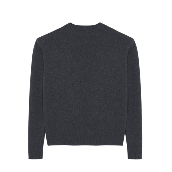 The Frankie Shop Rafaela Padded Knit Sweater - Dark Grey Melange - Oversized Minimalist Knitwear in Grey - Shop at Coveti
