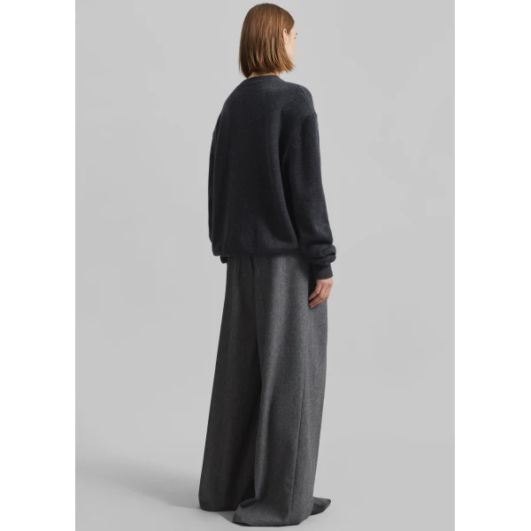 The Frankie Shop Rafaela Padded Knit Sweater – Dark Grey Melange, view 8