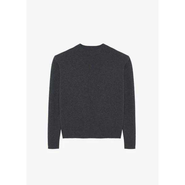 The Frankie Shop Rafaela Padded Knit Sweater – Dark Grey Melange, view 9