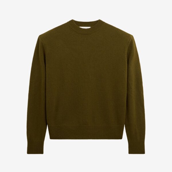The Frankie Shop Rafaela Padded Knit Sweater - Olive - Oversized Minimalist Knitwear in Green - Shop at Coveti