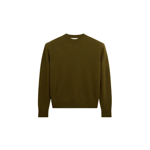 The Frankie Shop Rafaela Padded Knit Sweater - Olive - Oversized Minimalist Knitwear in Green - Shop at Coveti
