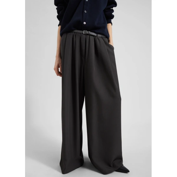 The Frankie Shop Ramsen Pleated Wide Trousers – Charcoal, view 3