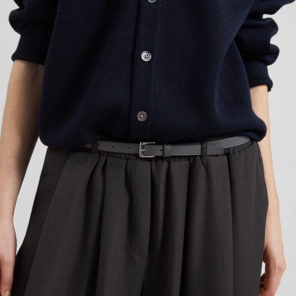 The Frankie Shop Ramsen Pleated Wide Trousers - Charcoal - Oversized Minimalist Pants in Blue - Shop at Coveti