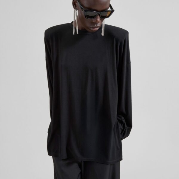 The Frankie Shop Ravvi Soft Padded Top - Black - Oversized Minimalist Tops in Black - Shop at Coveti