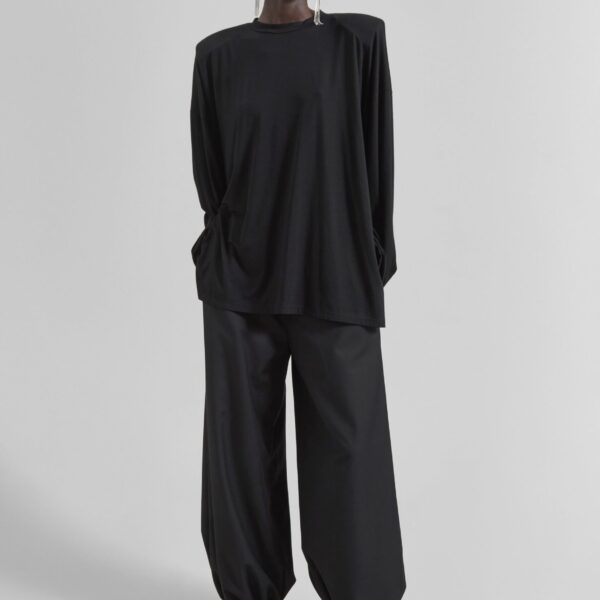 The Frankie Shop Ravvi Soft Padded Top - Black - Oversized Minimalist Tops in Black - Shop at Coveti