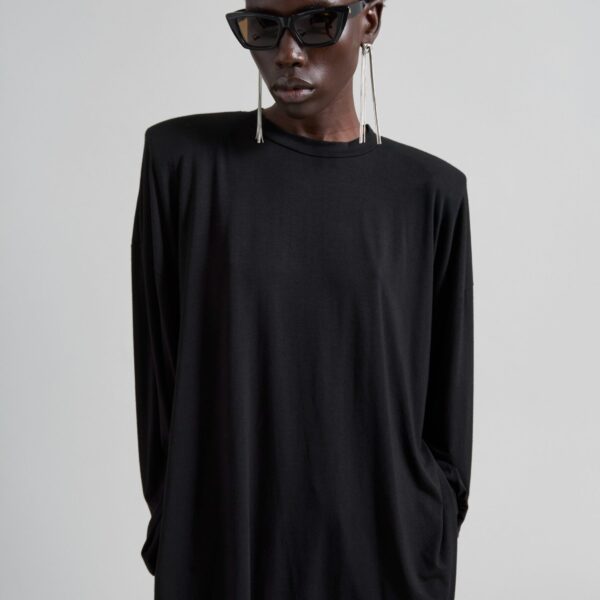 The Frankie Shop Ravvi Soft Padded Top - Black - Oversized Minimalist Tops in Black - Shop at Coveti
