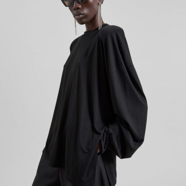 The Frankie Shop Ravvi Soft Padded Top - Black - Oversized Minimalist Tops in Black - Shop at Coveti
