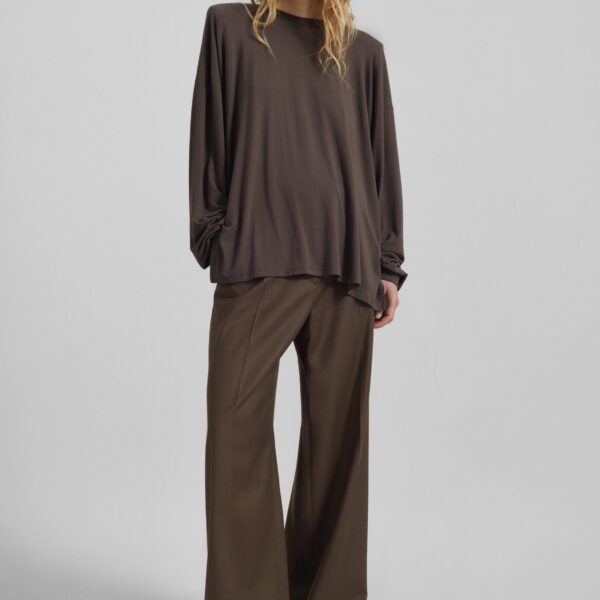The Frankie Shop Ravvi Soft Padded Top - Brown - Oversized Minimalist Tops in Brown - Shop at Coveti