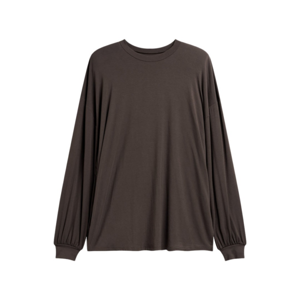 The Frankie Shop Ravvi Soft Padded Top - Brown - Oversized Minimalist Tops in Brown - Shop at Coveti