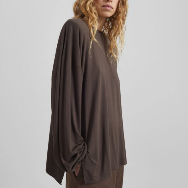 The Frankie Shop Ravvi Soft Padded Top - Brown - Oversized Minimalist Tops in Brown - Shop at Coveti