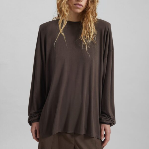 The Frankie Shop Ravvi Soft Padded Top - Brown - Oversized Minimalist Tops in Brown - Shop at Coveti