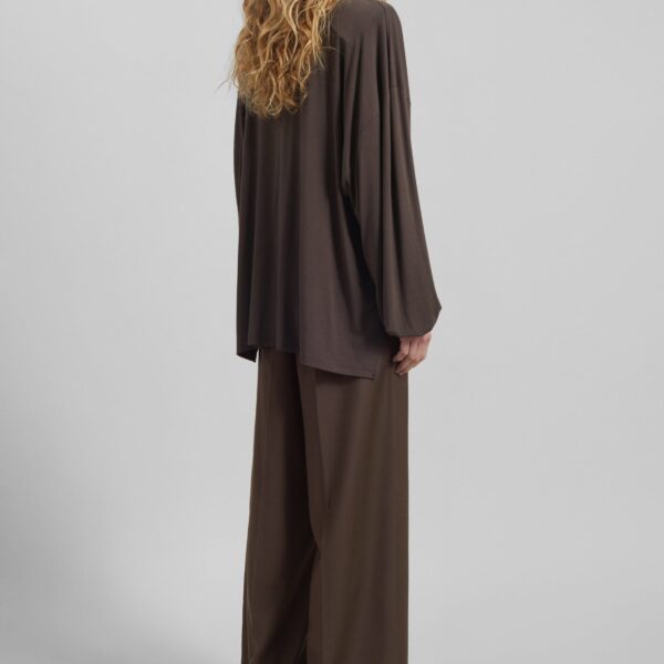 The Frankie Shop Ravvi Soft Padded Top - Brown - Oversized Minimalist Tops in Brown - Shop at Coveti