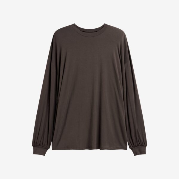 The Frankie Shop Ravvi Soft Padded Top - Brown - Oversized Minimalist Tops in Brown - Shop at Coveti