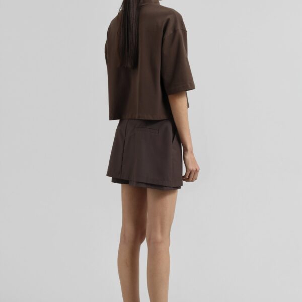 The Frankie Shop Reza Cropped Tee - Brown - Oversized Minimalist Tops in Brown - Shop at Coveti
