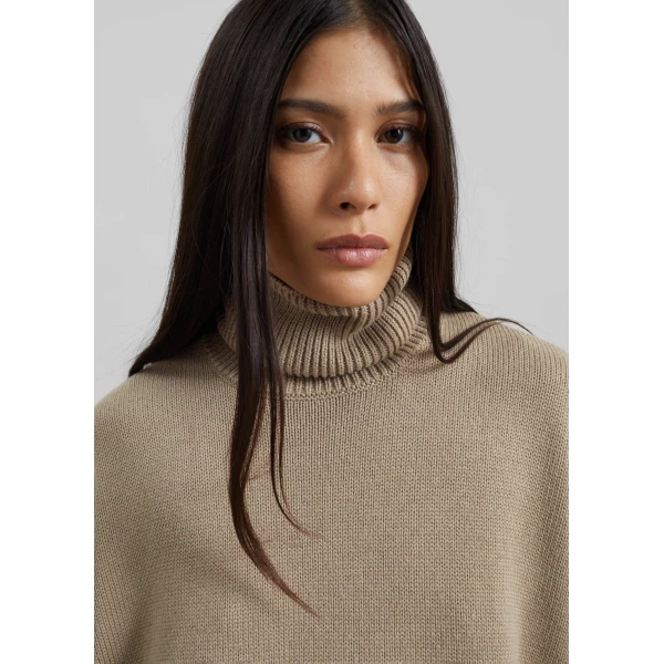 The Frankie Shop Rhea Trapeze Turtleneck – Beige Knit, view 5