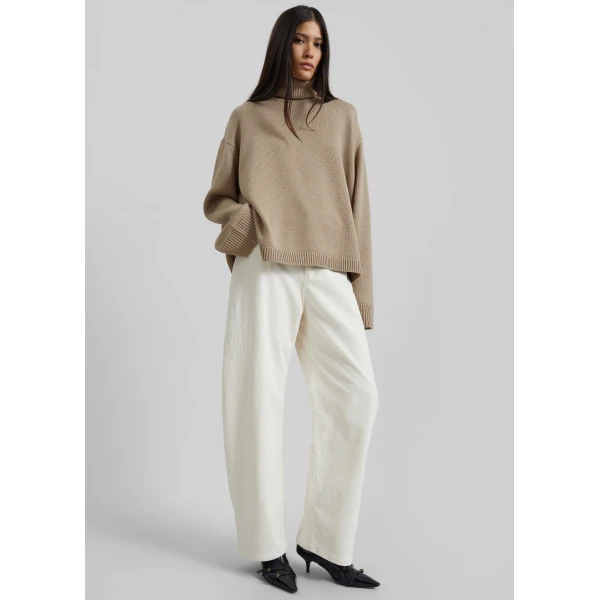 The Frankie Shop Rhea Trapeze Turtleneck – Beige Knit, view 6