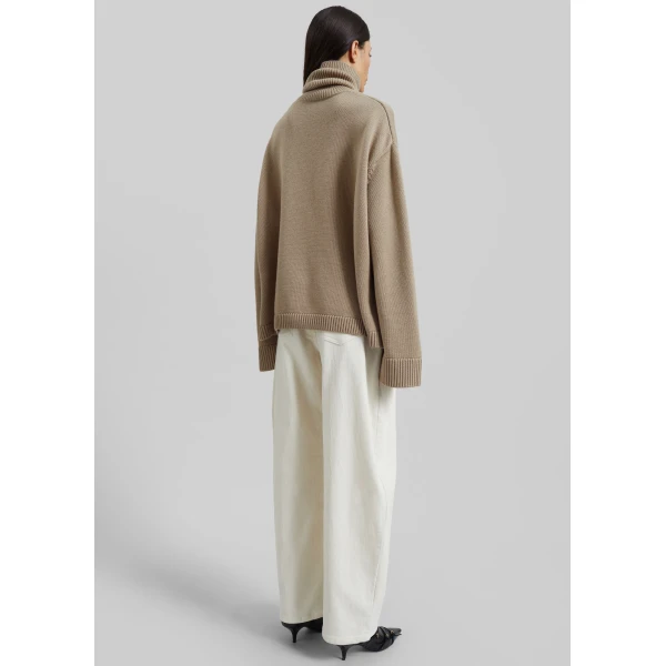 The Frankie Shop Rhea Trapeze Turtleneck – Beige Knit, view 8