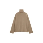 The Frankie Shop Rhea Trapeze Turtleneck - Beige - Oversized Minimalist Knitwear in Beige - Shop at Coveti
