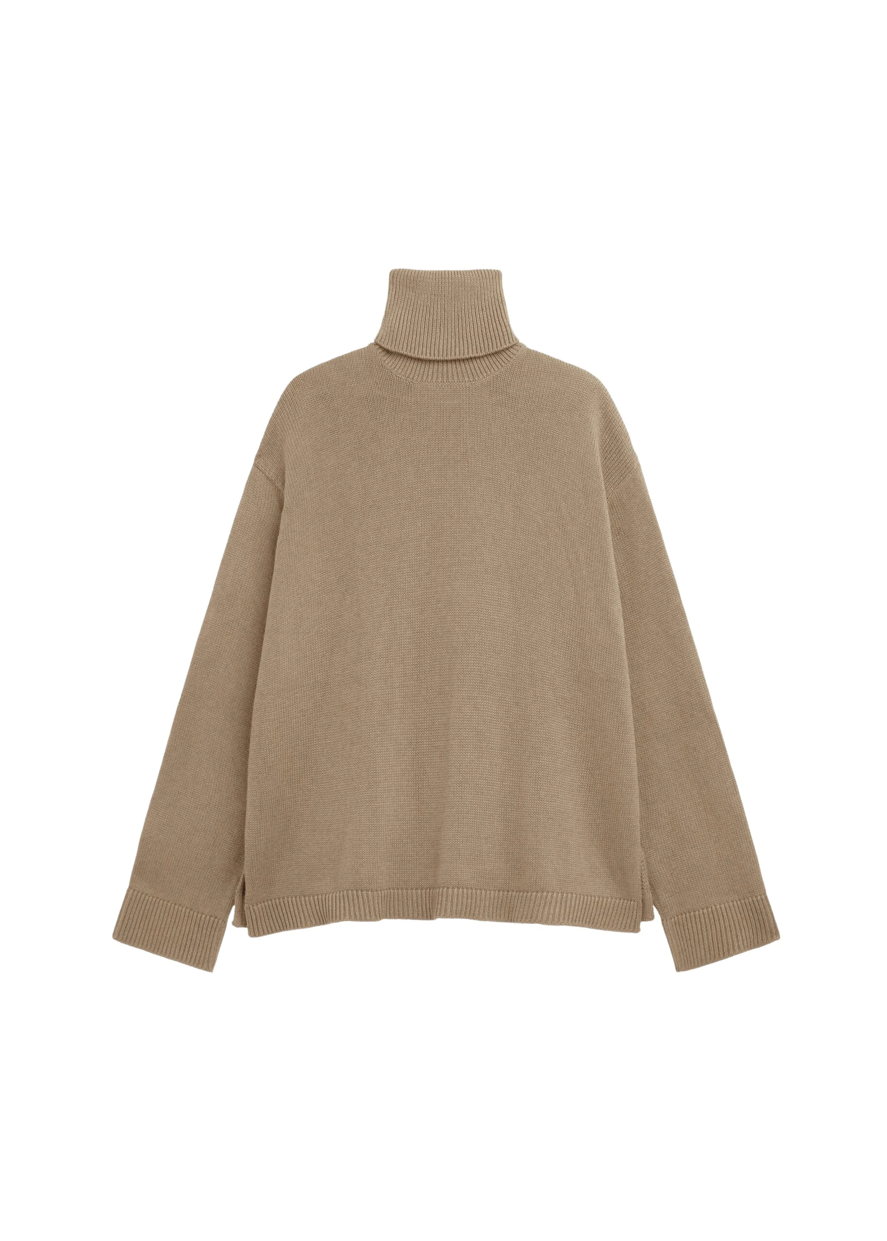 The Frankie Shop Rhea Trapeze Turtleneck - Beige - Oversized Minimalist Knitwear in Beige - Shop at Coveti