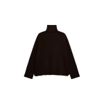 The Frankie Shop Rhea Trapeze Turtleneck - Dark Brown - Oversized Minimalist Knitwear in Brown - Shop at Coveti