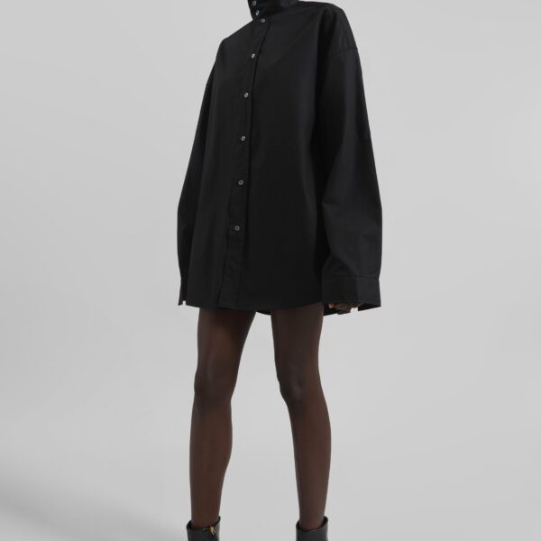 The Frankie Shop Riken Oversized Shirt - Black - Oversized Minimalist Tops in Black - Shop at Coveti