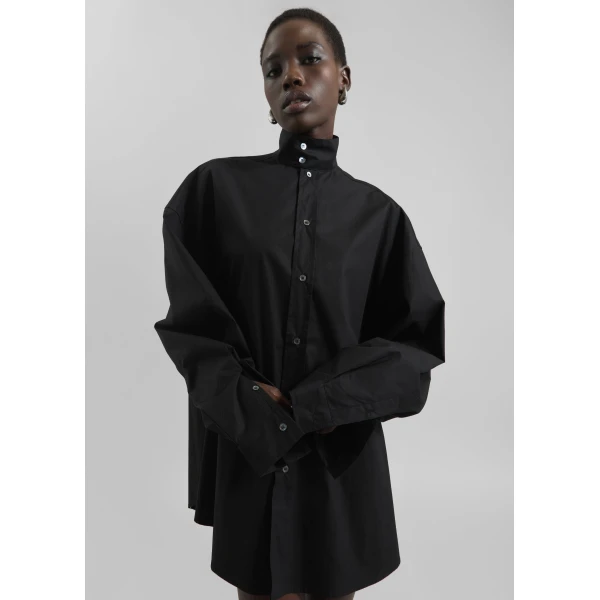 The Frankie Shop Riken Oversized Shirt – Black, view 5