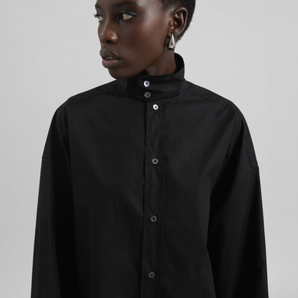 The Frankie Shop Riken Oversized Shirt - Black - Oversized Minimalist Tops in Black - Shop at Coveti