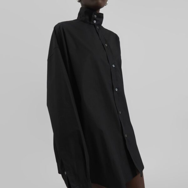 The Frankie Shop Riken Oversized Shirt - Black - Oversized Minimalist Tops in Black - Shop at Coveti