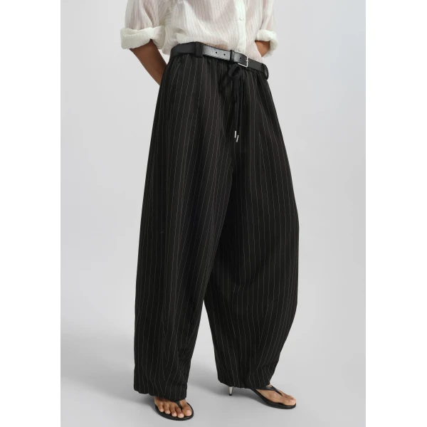The Frankie Shop Rilton Drawstring Pants – Black/White Pinstripe, view 3