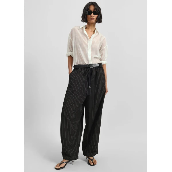 The Frankie Shop Rilton Drawstring Pants – Black/White Pinstripe, view 4