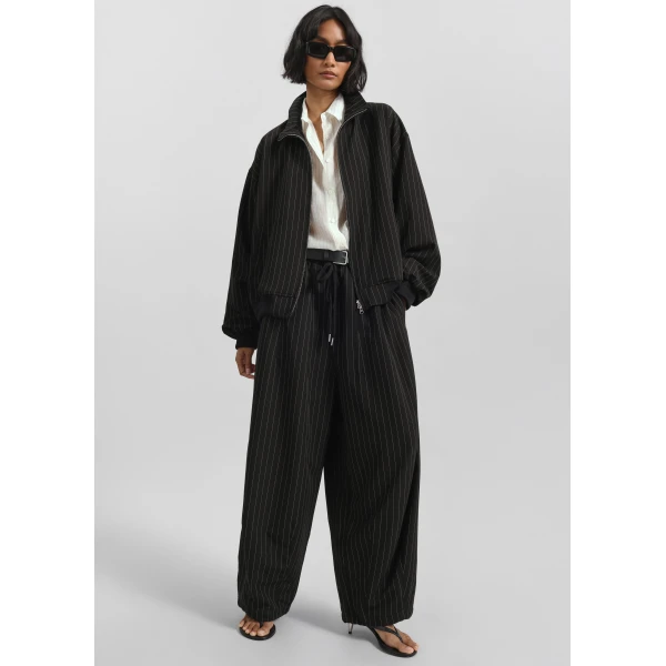 The Frankie Shop Rilton Drawstring Pants – Black/White Pinstripe, view 6