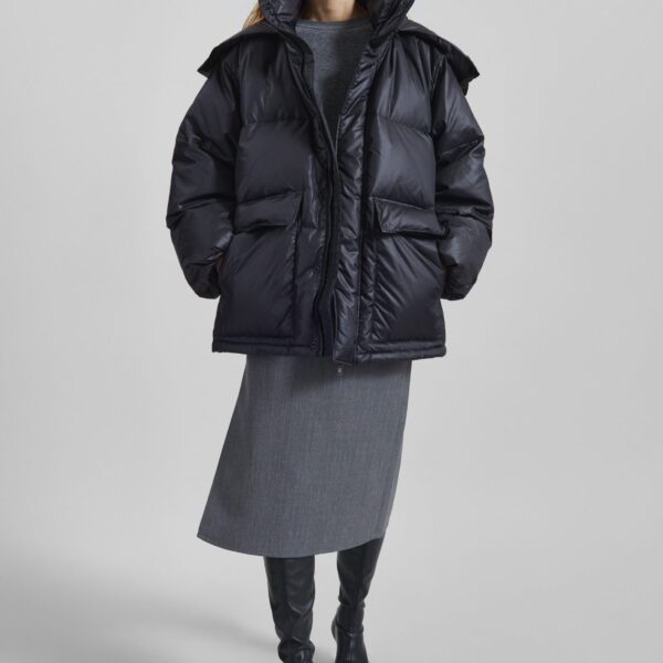 The Frankie Shop Riom Hooded Puffer Jacket - Black - Oversized Minimalist Jackets in Black - Shop at Coveti