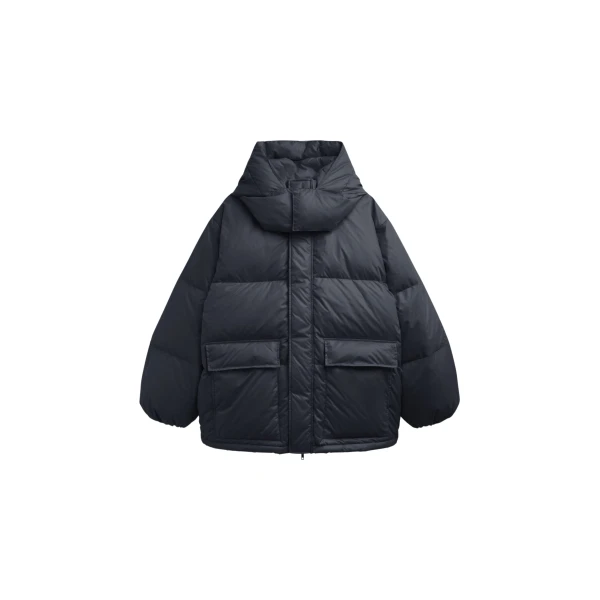 The Frankie Shop Riom Hooded Puffer Jacket - Black - Oversized Minimalist Jackets in Black - Shop at Coveti