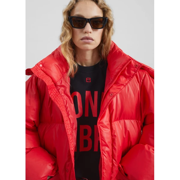 The Frankie Shop Riom Hooded Puffer Jacket – Red, view 2