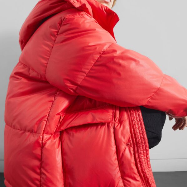The Frankie Shop Riom Hooded Puffer Jacket - Red - Oversized Minimalist Jackets in Red - Shop at Coveti